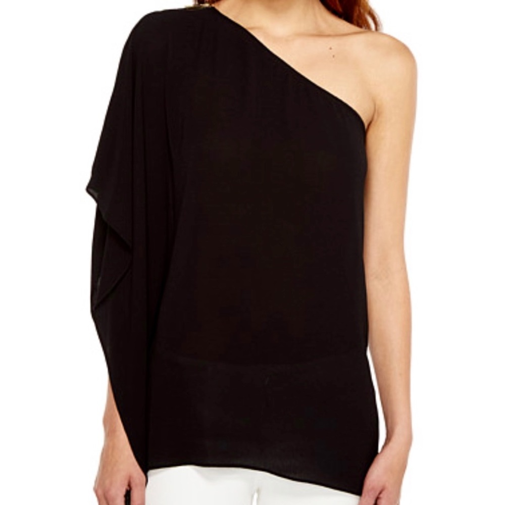 Michael Kors Black One Shoulder Draped Top